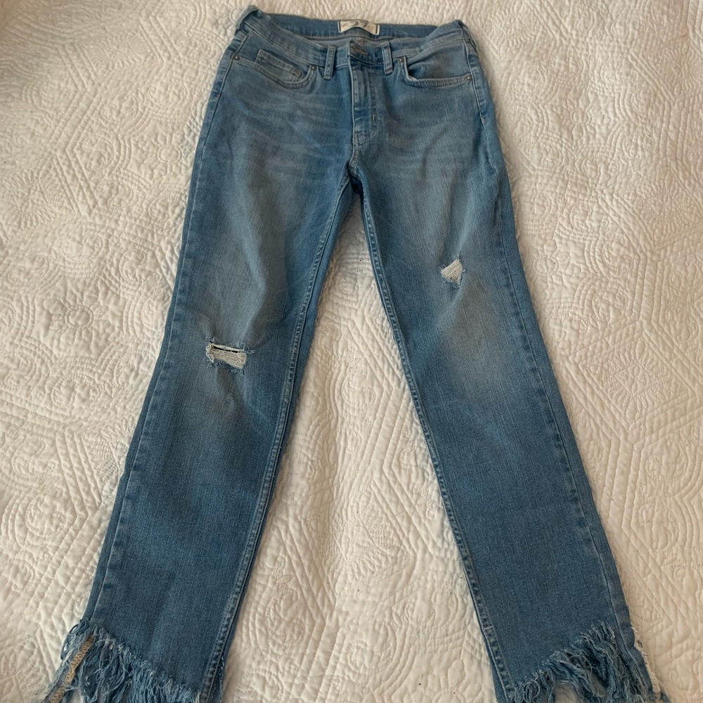 Free People Great Heights Frayed Skinny Jeans